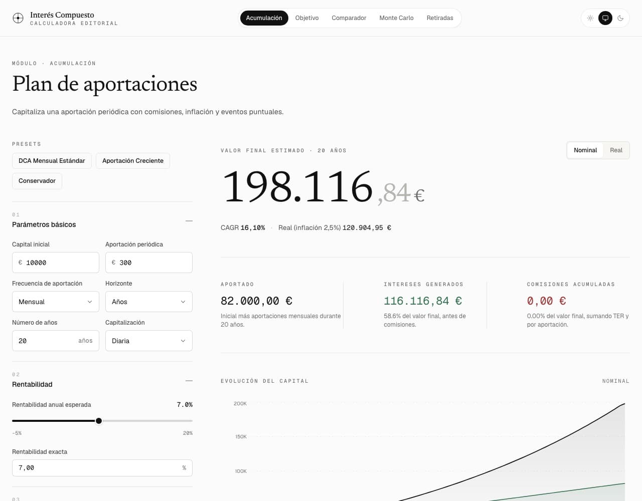 Captura de Calculadora de Interés Compuesto