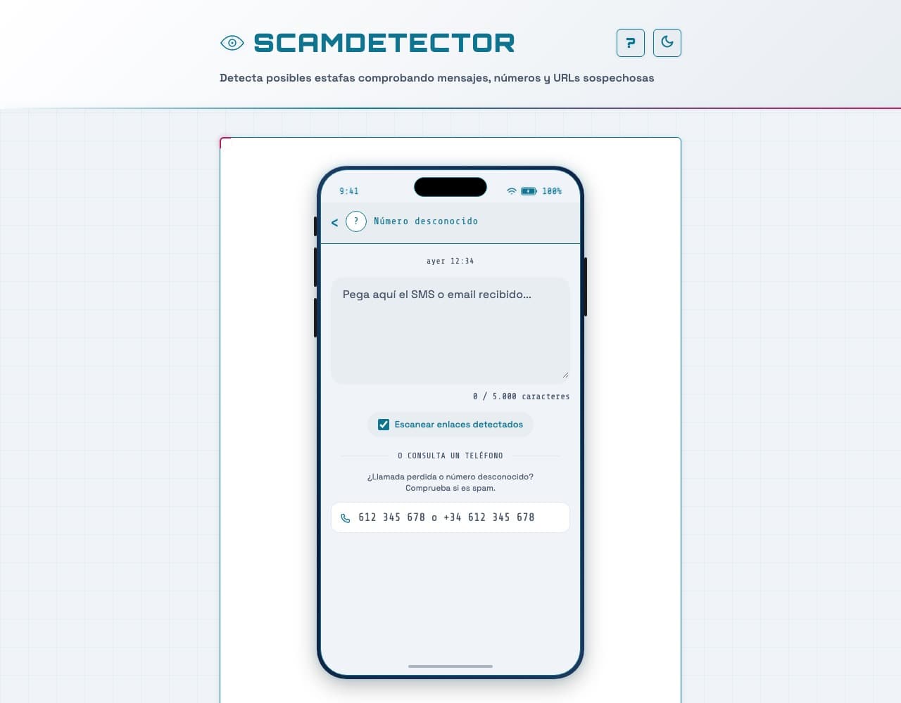 Captura de Scam Detector